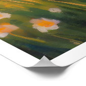 Yoga im Feld bei Sonnenuntergang Poster (Ecke)