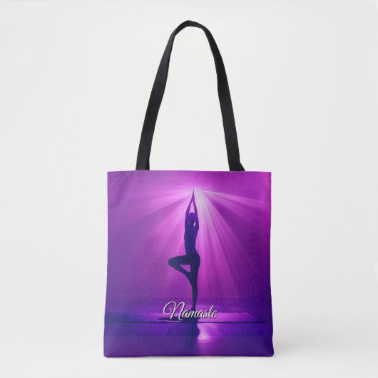 Yoga in rosa Lila Licht - Name oder Text hinzufüge Tasche (Vorderseite)