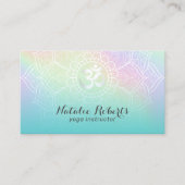 Yoga Instructor Aquamarin Holographic Mandala Visitenkarte (Vorderseite)