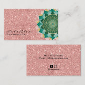 Yoga Instructor Aquamarine Rose Gold Glitzer Manda Visitenkarte (Vorne/Hinten)