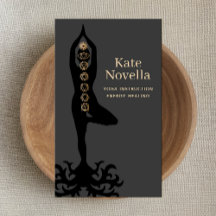 Yoga Instructor , Baum Pose , Gold Chakras Black