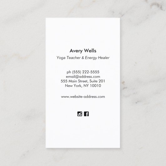 Yoga Instructor , Baum Pose , Gold Chakras Black Visitenkarte (Rückseite)