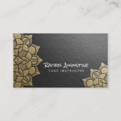 Yoga Instructor Black Gold Embossed Mandala Floral Visitenkarte (Vorderseite)
