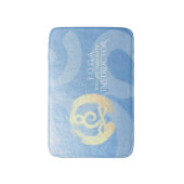Yoga Instructor Blue & Gold Meditation Pose ZEN OM Badematte (Vorderseite Vertikal)