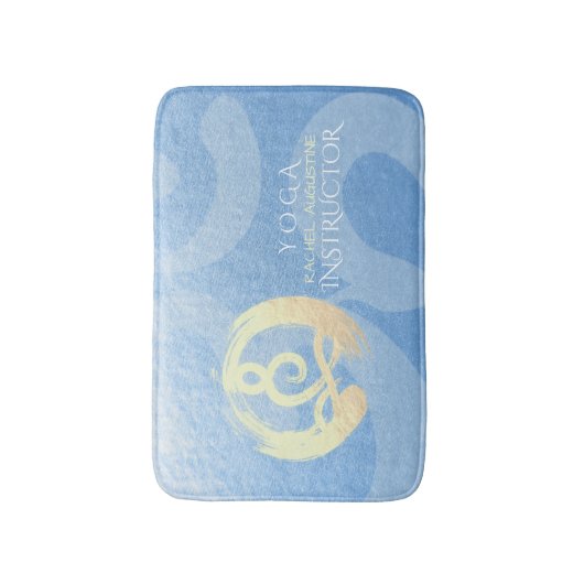 Yoga Instructor Blue & Gold Meditation Pose ZEN OM Badematte (Vorderseite Vertikal)
