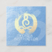 Yoga Instructor Blue & Gold Meditation Pose ZEN OM Quadratische Visitenkarte (Vorderseite)