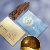 Yoga Instructor Blue & Gold Meditation Pose ZEN OM Visitenkarte