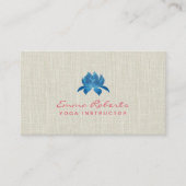 Yoga Instructor Blue Lotus Elegante Linen Visitenkarte (Vorderseite)