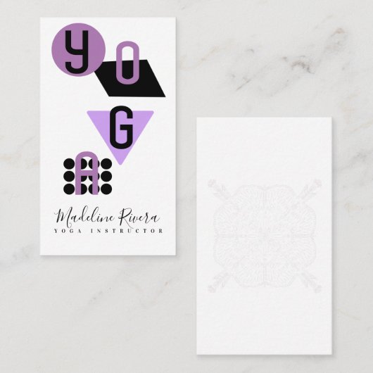 Yoga Instructor Business Card für geometrische For Visitenkarte (Vorne/Hinten)