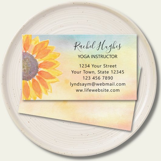 Yoga Instructor Business Card Sonnenblume Wasserfa Visitenkarte