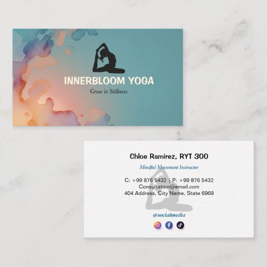 Yoga Instructor Business | Lava Energy Visitenkarte (Vorne/Hinten)