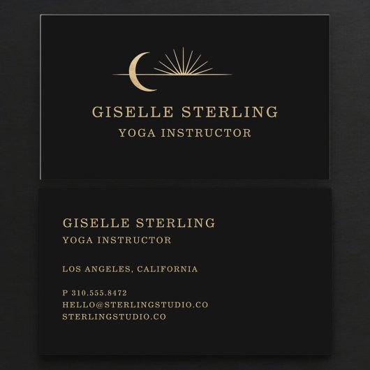 Yoga Instructor Celestial Sun Moon Visitenkarte