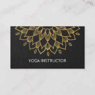 YOGA Instructor Chic Stickerei Black Gold Floral Visitenkarte