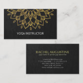 YOGA Instructor Chic Stickerei Black Gold Floral Visitenkarte (Vorne/Hinten)