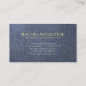 YOGA Instructor Chic Stickerei Blue Gold Floral Visitenkarte (Rückseite)