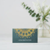 YOGA Instructor Chic Stickerei Green Gold Floral Visitenkarte (Stehend Vorderseite)