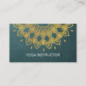 YOGA Instructor Chic Stickerei Green Gold Floral Visitenkarte (Vorderseite)