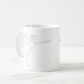 Yoga Instructor Dancer Pose Black Simple Line Art Kaffeetasse (Vorderseite Links)