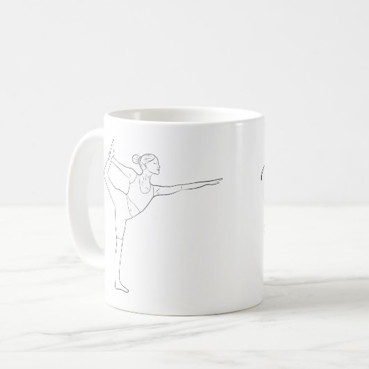 Yoga Instructor Dancer Pose Black Simple Line Art Kaffeetasse (Vorderseite Links)