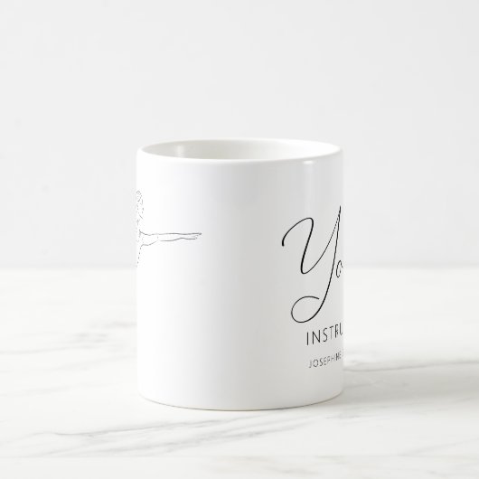 Yoga Instructor Dancer Pose Black Simple Line Art Kaffeetasse (Mittel)