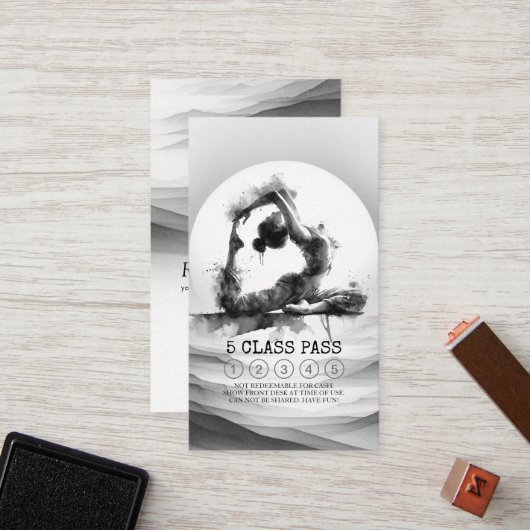 Yoga Instructor Einbeiner King Pose 5 Class Pass Treuekarte (Vorderseite/Rückseite Beispiel)