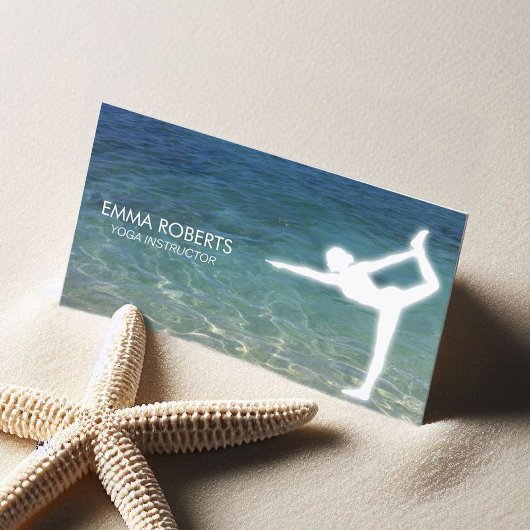 Yoga Instructor Elegant Blue Ocean Visitenkarte