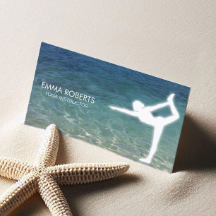 Yoga Instructor Elegant Blue Ocean Visitenkarte