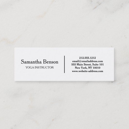 Yoga Instructor, elegant, schwarz und weiß. Mini Visitenkarte (Rückseite)