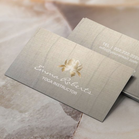 Yoga Instructor Elegante Gold Lotus Vintag Visitenkarte
