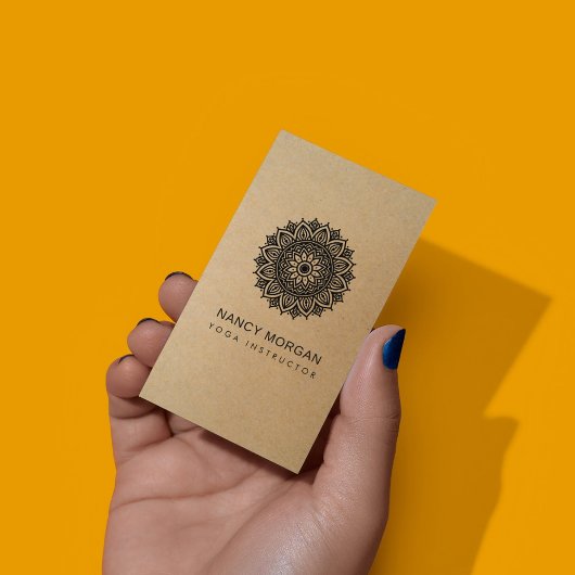 Yoga Instructor Floral Mandala Kraft  Visitenkarte