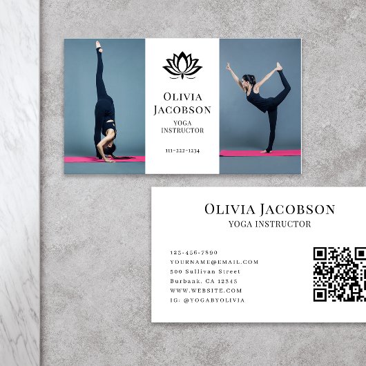 Yoga Instructor Foto Visitenkarte