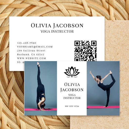 Yoga Instructor Foto Visitenkarte