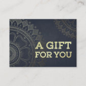 YOGA Instructor Gift Certificate Blue Gold Mandala Rabattkarte (Vorderseite)