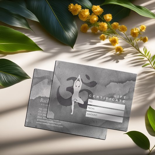 YOGA Instructor Gift Certificate Elegantes Om Symb
