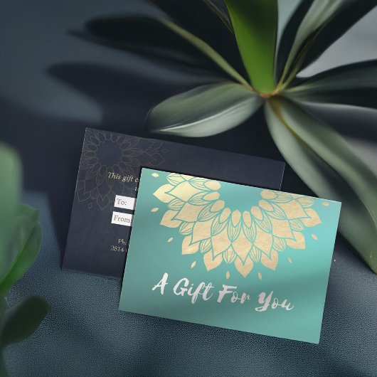YOGA Instructor Gift Certificate Gold Foil Mandala