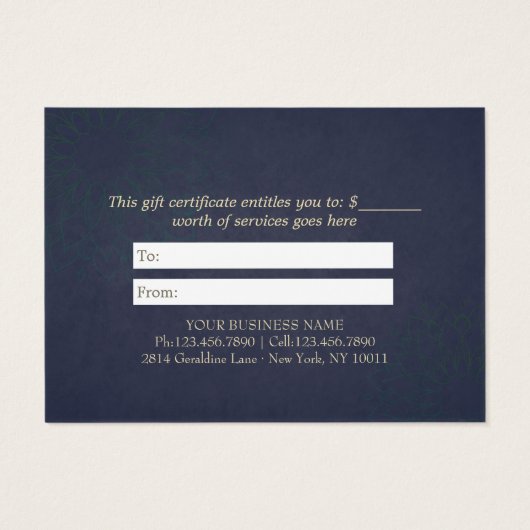 YOGA Instructor Gift Certificate Gold Foil Mandala (Rückseite)