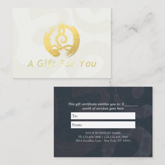 YOGA Instructor Gift Certificate Meditation Zen OM Rabattkarte (Vorne/Hinten)