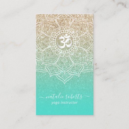 Yoga Instructor Gold & Aquamarin Lotus Mandala Visitenkarte (Vorderseite)