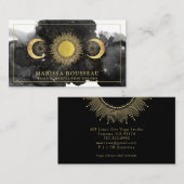 Yoga Instructor Gold Black Sun Moon Business Card Visitenkarte (Vorne/Hinten)