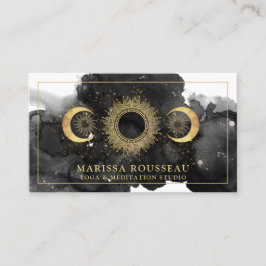 Yoga Instructor Gold Black Sun Moon Business Card Visitenkarte
