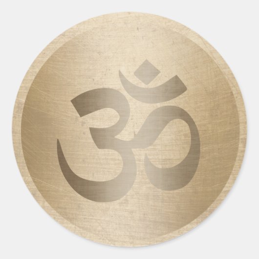 Yoga Instructor Gold Circle Om Symbol Runder Aufkleber (Vorderseite)