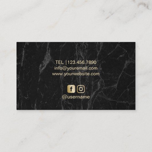 Yoga Instructor Gold Lotus Mandala Schwarzer Marmo Visitenkarte (Rückseite)