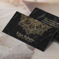 Yoga Instructor Gold Lotus Mandala Schwarzer Marmo