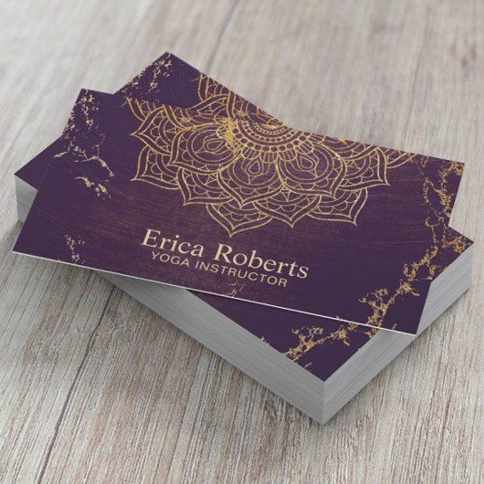 Yoga Instructor Gold Lotus Mandala Vintag Lila Visitenkarte