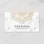 Yoga Instructor Gold Lotus Mandala Weißer Marmor Visitenkarte (Vorderseite)