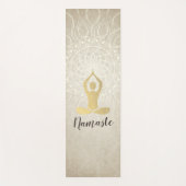 Yoga Instructor Gold Meditation Pose White Mandala Yogamatte (Vorderseite)