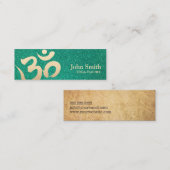 Yoga Instructor Gold Om Symbol Elegante Aquamarin Mini Visitenkarte (Vorne/Hinten)