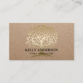 Yoga Instructor Gold Tree Rustic Kraft Visitenkarte (Vorderseite)