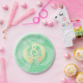 Yoga Instructor Green Gold Meditation Pose ZEN OM Pappteller (Party)