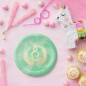 Yoga Instructor Green Gold Meditation Pose ZEN OM Pappteller (Party)